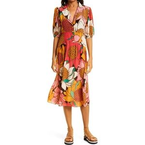 Farm Rio Colorful Sunflowers Midi Dress NWT